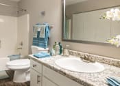 Thumbnail 5 of 20 - a bathroom with a sink and a toilet and a mirror